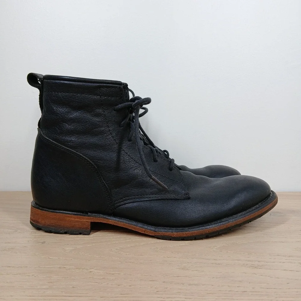 Walk-Over Vintage Collection Boots Men's 8.5 Black Leather Lace Up Ankle